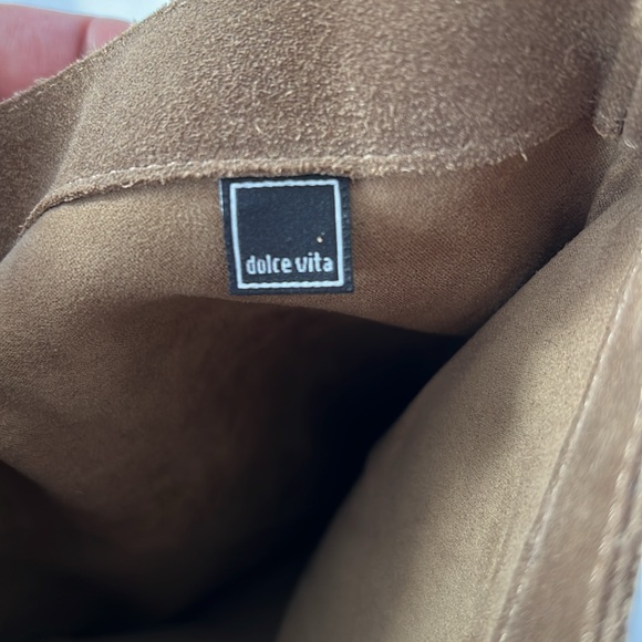 Dolce Vita Tan Suede Pull On Knee High Tall Heeled Boots - Picture 10 of 11